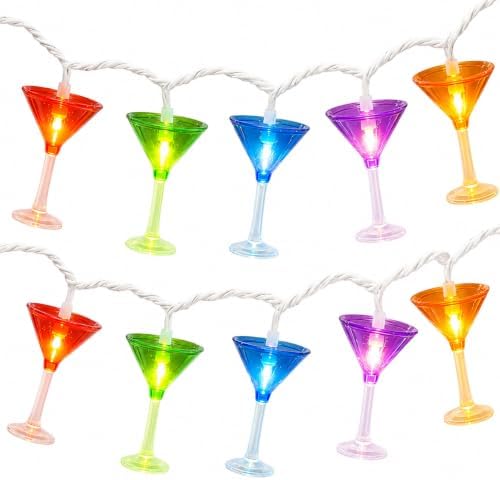 Multicolor Cocktail String Lights, 8.5Ft Cocktail Plug in Outdoor Party Lights with 10 LED Multicolor Cocktail Lights, Summer Patio Decorations String Lights for Bedroom Home Decks Party Lighting by Doratale