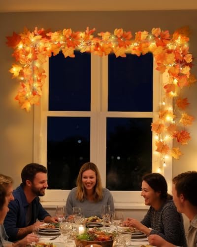 Luditek Fall Decor 3-Pack Fall Garland with Lights, Total 24.6ft 60LED - Image 6