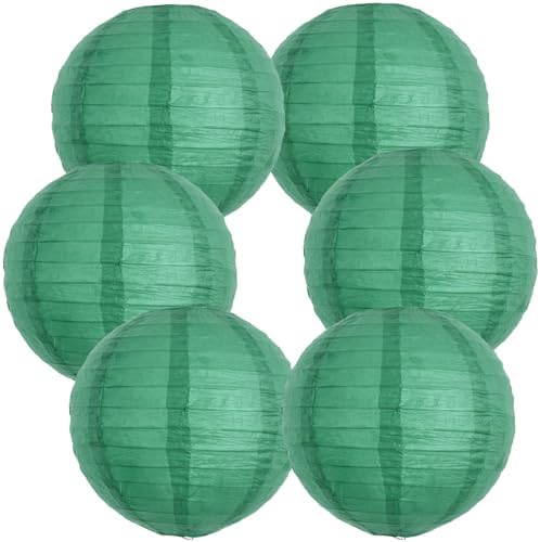 BEISHIDA 8 Inch Green Paper Lanterns 6 Packs Hanging Round Chinese Lantern by Beishida