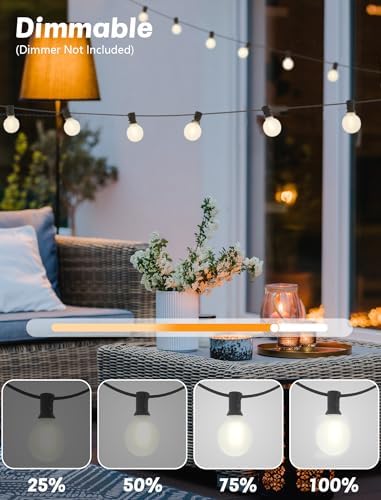 SUNSGNE G40 Outdoor String Lights Waterproof, 50FT Outdoor Hanging Lights with 52 Globe Frosted White LED Bulbs(2 Spare) for Outside Patio Tent Porch Garden Backyard Balcony Deck Decor - Image 6