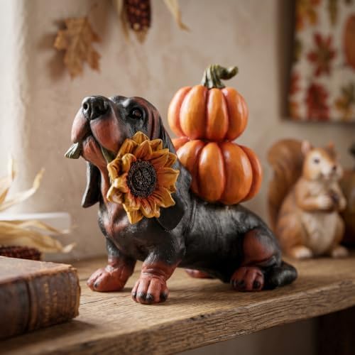 Thanksgiving Dachshund Dog Statue, Fall Pumpkin Dog Figurine Decor - Image 6