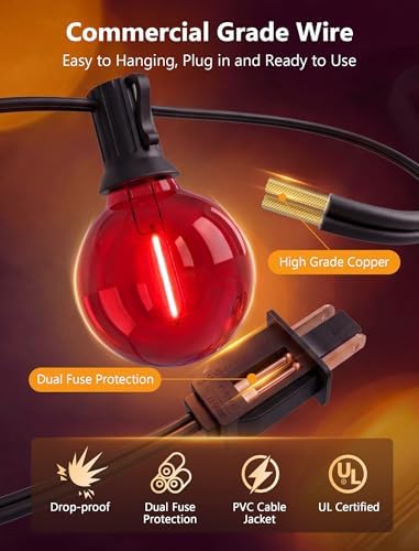25FT G40 LED Multicolor Christmas String Lights Outdoor, 25 Globe Bulbs - Image 6