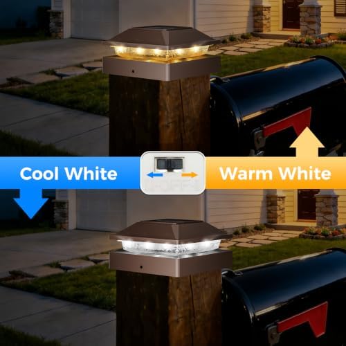 Peasur 4x4 Solar Post Cap Light 10 Pack, 2 Modes 16 LED Fence Deck Post Lights Waterproof, Black Post Lights Solar Powered Outdoor, Fit 4x4, 3.5x3.5 Wood/Vinyl Posts for Porch Fence - Image 2