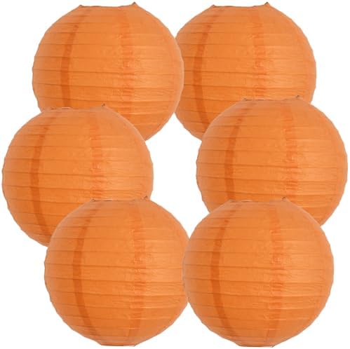 BEISHIDA 12 Inch Orange Paper Lanterns 6Packs Hanging Round Chinese Lantern by Beishida