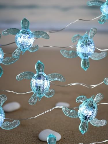 Coastal LED String Lights, Sea Turtle String Lights 30 Marine-Themed Turtles, 10 Ft Battery Operated for Bathroom Spa & Beach Wedding Decor by Kepabigle