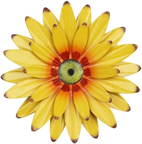 hogardeck Sunflower Decor 11" Metal Flower Wall Decor for Indoor Outdoor, Sunflower Kitchen Decor Floral Metal Wall Art, Sunflower Wall Decor for Bathroom, Living Room, Porch, Garden, Yard, Backyard by HOGARDECK