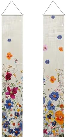 doginthehole Spring/Summer Porch Banner Aesthetic Colorful Wildflowers Hanging Porch Flag Front Door Signs for Yard Indoor Outdoor Holiday Party Decoration by doginthehole