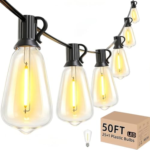 Svater 50 FT Outdoor String Lights LED, Patio Light Waterproof 26 Bulbs by Svater