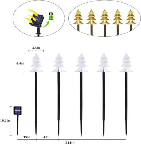 10 Pack Christmas Solar Pathway Lights, Solar Tree Lights Outdoor - Image 2
