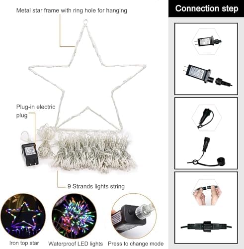 Christmas Decorations Star String Lights, 320 Multicolor LEDs Outdoor Waterproof Hanging Fairy Lights for Xmas New Year Holiday Party Yard Decor - Image 4