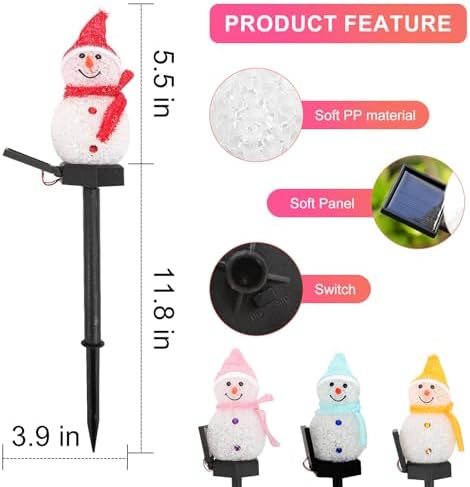 Outdoor Christmas Decorations 2025-Christmas Light Stakes for Yard-Snowman Solar Lights-Snowman Christmas Ornaments for Yard Garden Lawn Landscape Patio Walkway Decor - Image 2