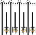 4 Pack String Light Pole,Metal Poles for Hanging Outdoor Light Strings,4 Pack 10 FT Light Poles Stand for Outside Garden,Patio,Wedding,Backyard,Deck,Party by NUERPO