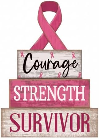 Moucuny 4 Pcs Breast Cancer Awareness Table Decoration Wooden Pink Ribbon by Moucuny