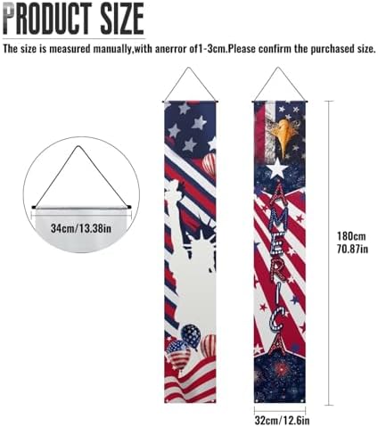 doginthehole 4th of July Decorations Door Banners 250th Anniversary USA Hanging Flag Statue of Liberty Eagle Porch Sign Patriotic Memorial Day Decor Party Supplies for Independence Day, Red White Blue - Image 4