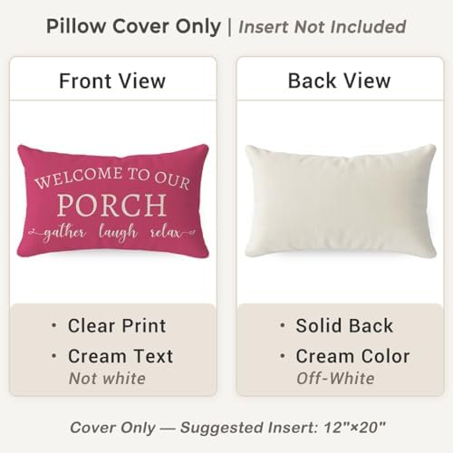 PANDICORN Outdoor Lumbar Throw Pillow Covers 12x20 Inch Set of 2, Hot Pink - Image 4