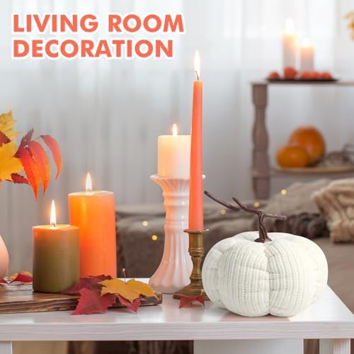 3 Sizes Fall Decor Pumpkins,Oversized Cotton Filled Fabric Pumpkin Decor,Farmhouse Decoration,Thanksgiving Decorations,Diameter 8"/6.3"/5.1" Pumpkins for Decorating (3pcs White) - Image 4