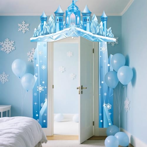 Tiamon Snow Castle Banners 2026 Vbs Princess Birthday Door Entrance Decorations Ice Snowflake Hanging Door Banner Backdrop for Girls Winter Wonderland Holiday Photo Booth Props Supplies - Image 6