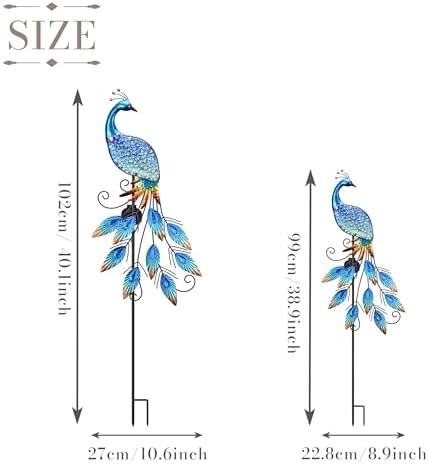 TERESA'S COLLECTIONS Solar Metal Glass Peacock Stake Light Gift 40" - Image 6