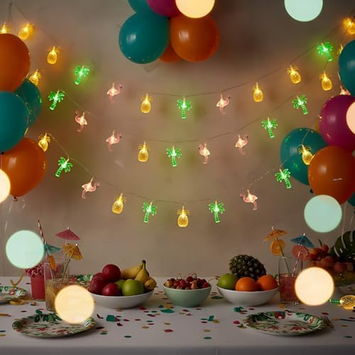 Summer Tropical String Lights 10FT 20 LED – Flamingo Pineapple Palm Tree Battery Operated Lights for Luau Party, Hawaiian Beach Pool Decor, Indoor Outdoor Summer Party Decorations - Image 4