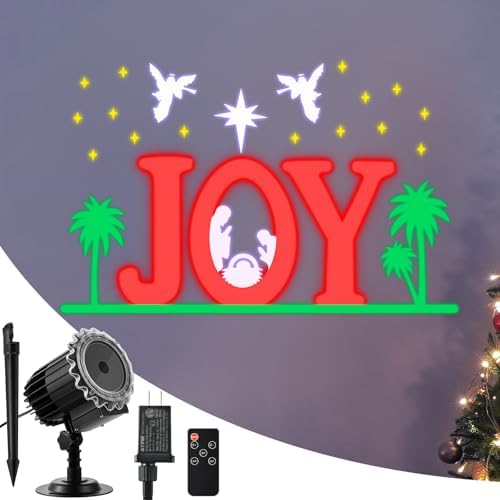 Hohean Christmas Nativity Projector Lights Outdoor Indoor, Waterproof LED Christmas Joy Themed Nativity Scene Projector with Timer Remote for Wall Windows Garage Doors Yard Xmas Decor(Colorful) by Hohean