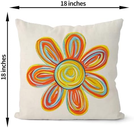 Summer Pillow Covers 18x18 Inch Set of 2 Watercolor Yellow Sun Flower Decorative Throw Pillows Boho Outdoor Sunshine Pillow Cases Linen Farmhouse Cushion Case Decorations for Home Bedroom - Image 6