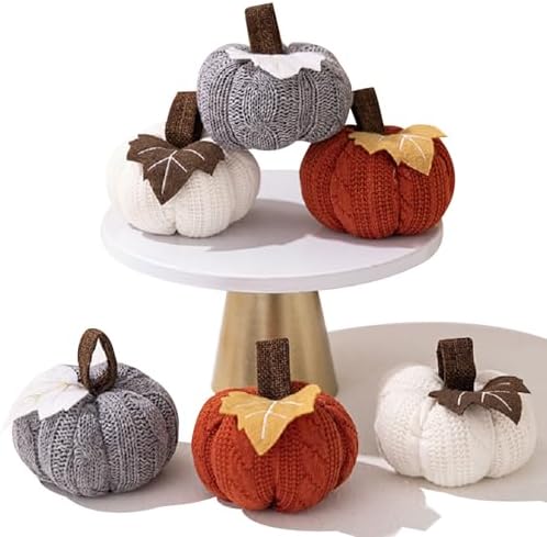 6Pcs Knitted Pumpkin Decor Set, Small Fall Hanging Ornaments for Home by Tirdkid-BESTGIFTFORTHELOVE