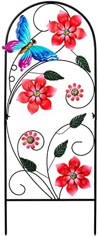 YEAHOME 33 Inch Decorative Garden Stakes, Outdoor Garden Decor Metal Flower Butterflies Spring Gardening Decor Art Yard Signs, Outdoor Decorations for Patio Outside Yard Lawn by YEAHOME