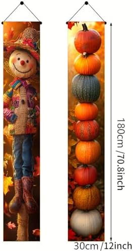 BlissYard Fall Scarecrow Porch Banner 12x71 Inch - Image 3