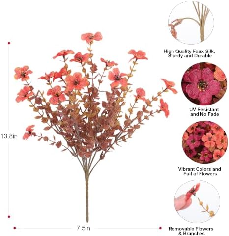Artificial Fake Fall Flowers Mums Plants for Outdoors Outside Decoration - Image 4