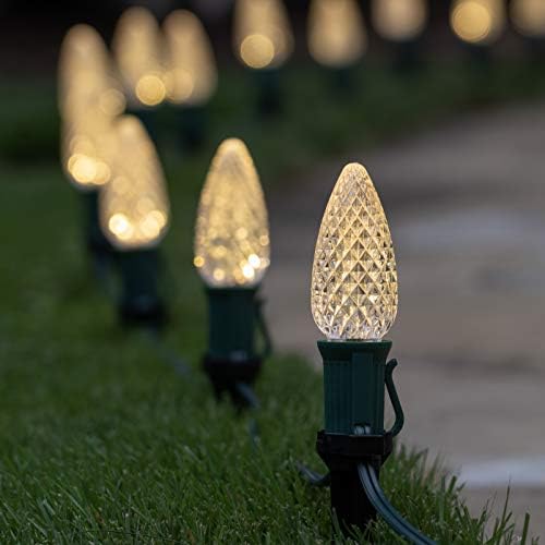 Wintergreen Lighting OptiCore LED C9 Green Christmas Pathway Lights, Heavy Duty Bulbs for Driveway, Walkway Marker, 5" Commercial PathPRO Stakes, 18 Gauge Plug-in Green Wire, 100 Lights, 100 ft - Image 2