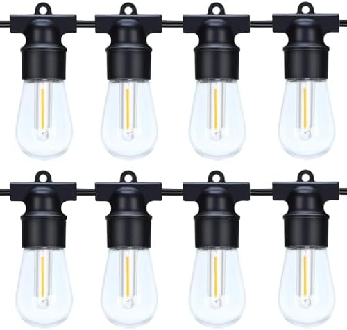 49FT LED Outdoor String Lights - Waterproof Patio & Backyard Cafe Lights with 15+2 Spare Bulbs - Image 4
