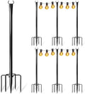 6 Pack String Light Poles for Outside, Upgraded Heavy-Duty Metal Poles for Outdoor String Lights with Fork, Adjustable Lighting Hanging Accessories for Patio Decor Pergola Backyard Garden Decorations by Nexillumi