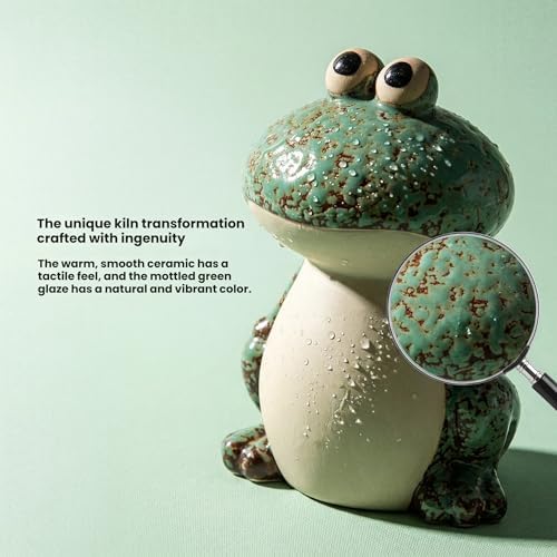 Frog Garden Decor Set of 3,Funny Cute Ceramic Frog Garden Statues Yard Decoration Outdoor Holiday Decorations,Ideal Ornament for Outside Pond Pool Patio Front Porch Backyard (Green) - Image 6