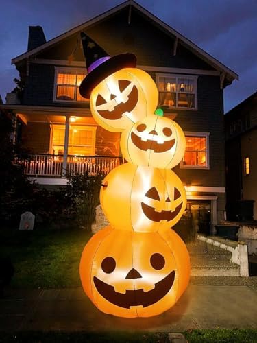 Kalolary 8 Feet Halloween Inflatable Stacked Pumpkins for Yard Decor - Image 4
