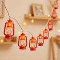 LED Kerosene String Lights, 8.5Ft Outdoor Lantern String Lights with 10 Red Oil Lights, Connectable Vintage Fairy Decorative for Christmas Lights Patio Bedroom Camping Wedding Garden Holiday by Doratale