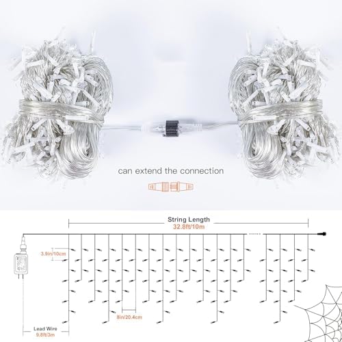 300LED Icicle Lights for Outside,Green Curtain Lights - Image 5