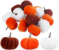 18PCS Velvet Little Pumpkins, 3 Colors Small Felt Pumpkins Fall Decor for Home Farmhouse Harvest Wedding Halloween Thanksgiving Decor by Dhieong