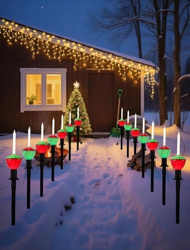 7 Pack Enchanting Christmas Pathway Lights, Whimsical Peppermint Candy Cane Bubbling Yard Stakes, Connectable Outdoor Walkway Lights for Holiday Yard, Sidewalk & Driveway Decor - Image 5