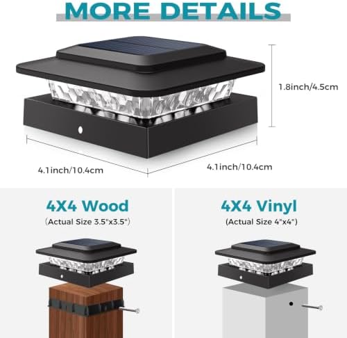 kolpop 4x4 Solar Post Cap Lights Outdoor 20Pack- 3 Color Temps&2 Brightness - Image 7