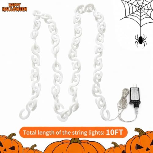 10 ft Halloween Chain Lights, Orange Halloween Lights - Image 2