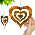 Handcrafted Triple Spinning Heart Steel Ornament (Flamed Finish) Happy Gardens Rustic Outdoor Metal Hook Hanging Decor for Outside Back Yard by HappyGardens