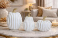 Pumpkin Fall Decor Indoor Fall Pumpkin Decorations 3Pcs Pumpkins Decor Thanksgiving Table Centerpiece Artificial Pumpkins Figurines for Autumn Harvest Home Decor Shelf Accent Decorating (Platinum) by Unknown