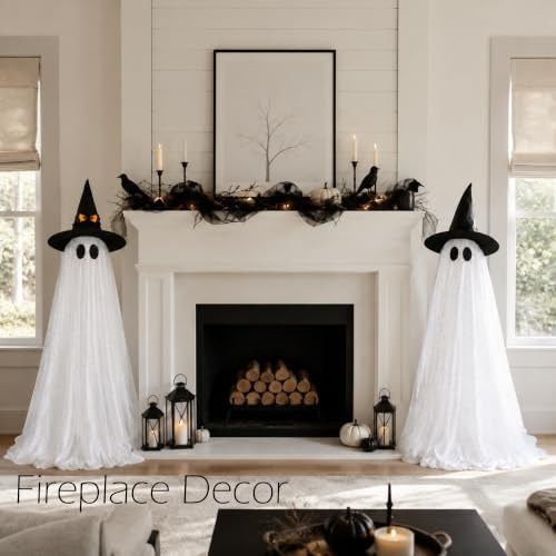 2Packs Halloween Decorations Outdoor,Halloweens Party Decoration Indoor,Spooky Ghost with Remote Control String Lights,Halloween-Ghost Lights for Porches Yards Gardens Lawn - Image 2