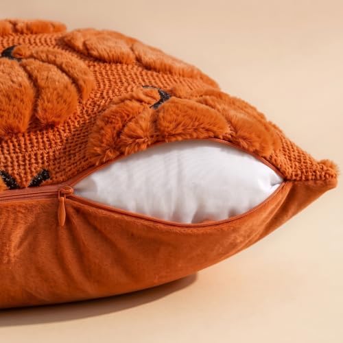 Fall Pillow Covers Pumpkin Fall Decor 20x20 Set of 2 Caramel - Image 3