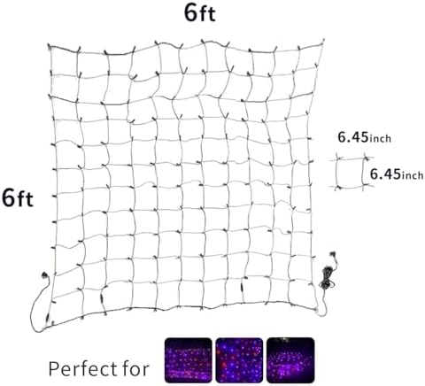 LED Halloween Net Lights Outdoor, UL Certified, 144LED 6ftx6ft, Black Wire Connectable Waterproof Mesh Light for Party, Yard, Shrubs and Bushes Decorations (Orange and Purple) - Image 5