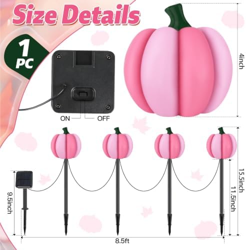 4-in-1 Pumpkin Solar Lights Outdoor Halloween Decorations Fall Stake Lights - Image 2