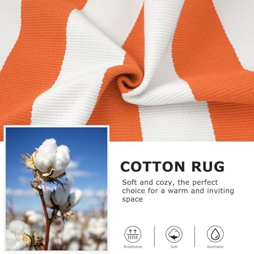 IOHOUZE Fall Striped Outdoor Door Mat 27.5x43, Washable, Orange White - Image 6