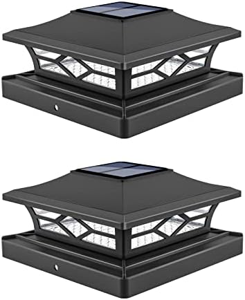 VOLISUN 2Pack Solar Post Cap Lights, 2 Color Modes Deck Lights, Black by VOLISUN