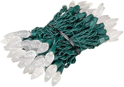 Novelty Lights 24FT 70 LED C6 Christmas Lights, Warm White, Green Wire - Image 5