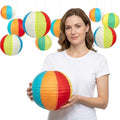 Beach Ball Paper Lanterns, 10-Pc 8 Inch Summer Hanging Decorations by Peywot